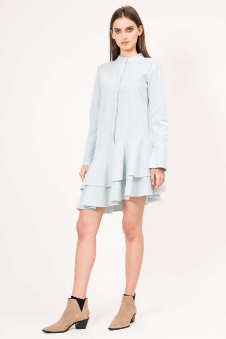 BLUZAT Rochie asimetrica tip camasa cu volane
