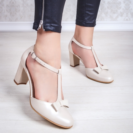 Pantofi cu toc Piele dama bej Ruperta-20