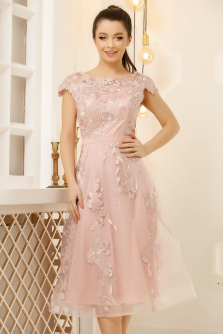 Rochie Fionna Roz Din Dantela Fina