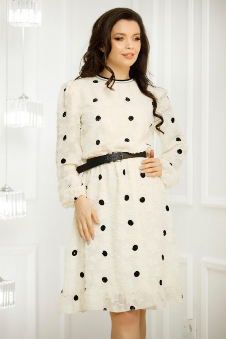 Rochie Natalia Ivoar Cu Buline Negre