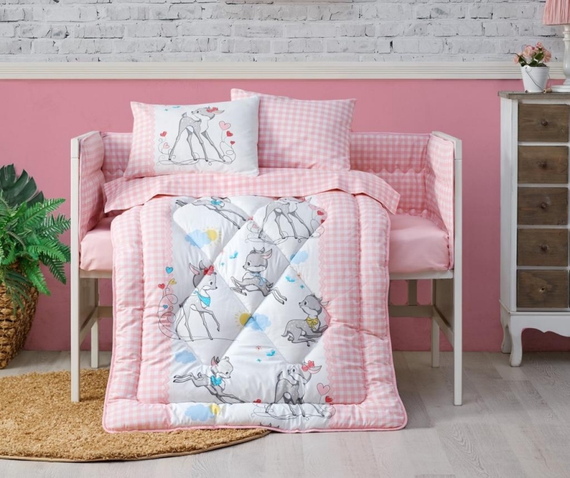Set lenjerie de patut Bambi Pink