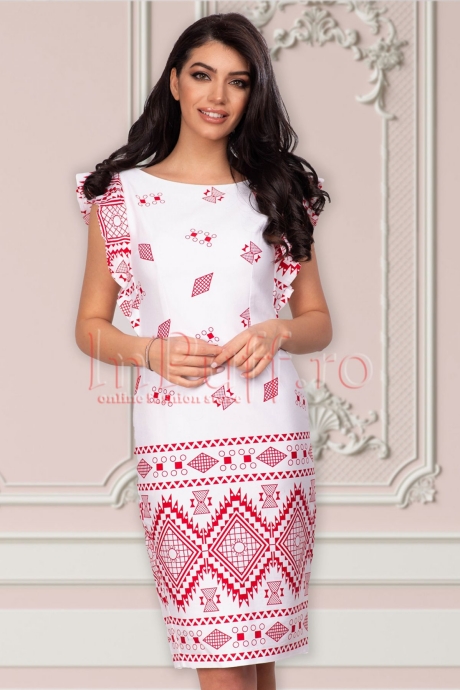 ROCHIE MBG ELEGANTA ALBA CU IMPRIMEU ROSU
