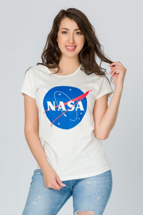 Tricou Nasa alb cu imprimeu