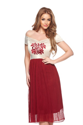 Rochie StarShinerS Brodata Mystic Line Brilliance Burgundy